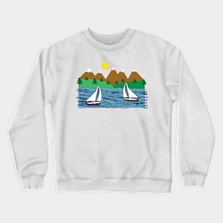 Sailing design, sailboats, wilderness, nature, outdoors Crewneck Sweatshirt